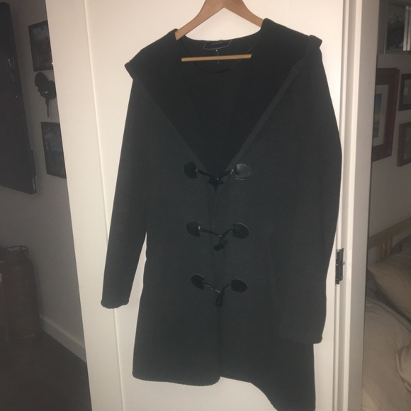 Fleece pea coat with hood, toggles - Picture 7 of 8